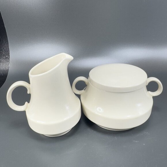 Lord Nelson Ware Tan Fine Porcelain Sugar And Creamer Set Kitchenware Vintage - Picture 9 of 16